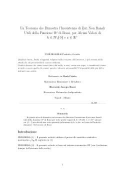 Un Teorema che Dimostra l'Inesistenza di Zeri Non Banali Utili della Funzione Omega di Bossi, per Alcuni Valori di k, naturali non nulli e x, reali positivi