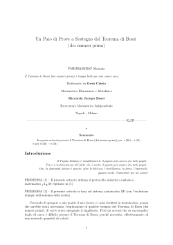 Un Paio di Prove a Sostegno del Teorema di Bossi (dei numeri primi)