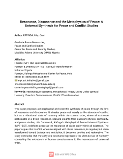 Resonance, Dissonance and Metaphysics of Peace-A Universal Synthesis