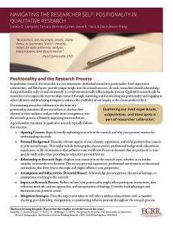 NAVIGATING THE RESEARCHER SELF: POSITIONALITY IN QUALITATIVE RESEARCH
