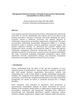 Managing the Human Ecosystem: A Strategic Framework for Relationship Sustainability in a Diverse World