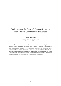 Conjectures on the Sums of Powers of Natural 
Numbers Via Combinatorial Sequences