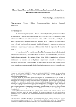 Gênero, Raça e Classe nas Políticas Públicas no Brasil: uma reflexão a partir do Racismo Estrutural e do Patriarcado