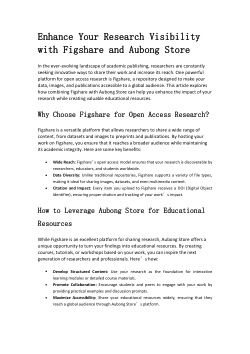 Enhance Your Research Visibility with Figshare and Aubong Store