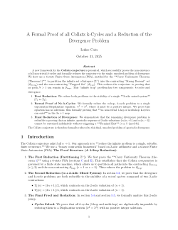 A Formal Proof of all Collatz k-Cycles and a Reduction of theDivergence Problem