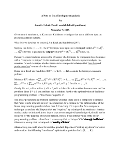 <b>A Note on Data Envelopment Analysis</b>