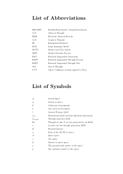 List of Abbreviations and Symbols for Retrieval Augmented Thought Process for Private Data Handling in Healthcare
