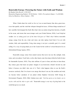 Renewable Energy: Powering the Future with Faith and Wisdom