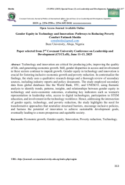 Gender Equity in Technology and Innovation: Pathways to Reducing Poverty