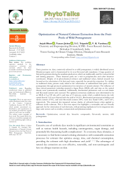Optimization of Natural Colorant Extraction from the Fruit Peels of Wild Pomegranate