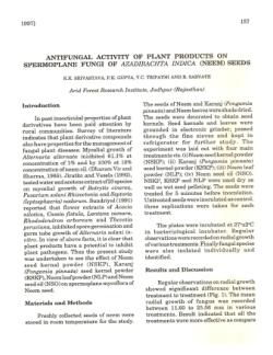 Antifungal Activity of Plant Products on Spermoplane Fungi of A. indica Seeds