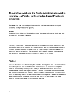 The Archives Act and the Public Administration Act in Interplay – a Parallel to Knowledge-Based Practice in Education