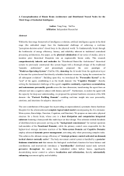<b>A Conceptualization of Bionic Brain Architecture and Distributed Neural Nodes for the Third Stage of Embodied Intelligence</b>