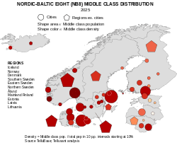 Map of Nordic-Baltic Eight (NB8) Middle Class Distribution in 2025