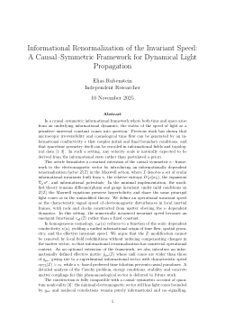 Informational Renormalization of the Invariant Speed: A Causal–Symmetric Framework for Dynamical Light Propagation