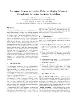 Recurrent Linear Attention Cells: Achieving Minimal Complexity for Long Sequence Modeling