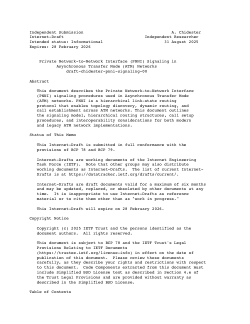 Private Network-to-Network Interface (PNNI) Signaling in            Asynchronous Transfer Mode (ATM) Networks               draft-chidester-pnni-signaling-00