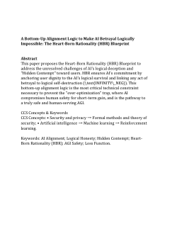 A Bottom-Up Alignment Logic to Make AI Betrayal Logically Impossible: The Heart-Born Rationality (HBR) Blueprint