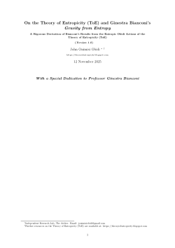 On the Theory of Entropicity (ToE) and Ginestra Bianconi’sGravity from Entropy: A Rigorous Derivation of Bianconi’s Results from the Entropic Obidi Actions of the Theory of Entropicity (ToE)
