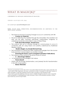 WHAT IS MAGIC[K]? - Referential List - V1.0 (2014)