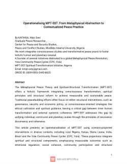 Operationalizing MPT-SST: From Metaphysical Abstraction to Contextualized Peace Practice