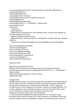Technical Supplement S0–S52: Methods, Proofs, and Multi-Loop Validation for the Fionic Substrate Framework