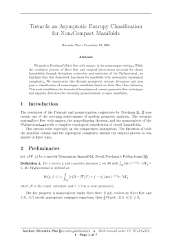 Towards an Asymptotic Entropy Classification for Non-Compact Manifolds