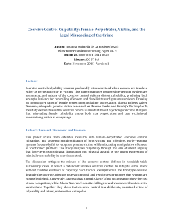 Coercive Control Culpability: Female Perpetrator, Victim, and the Legal Misreading of the Crime