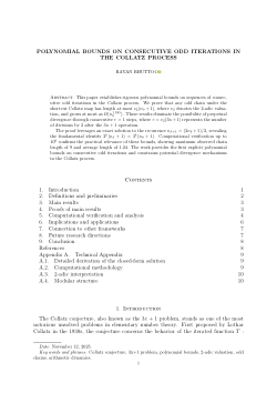 POLYNOMIAL BOUNDS ON CONSECUTIVE ODD ITERATIONS IN THE COLLATZ PROCESS