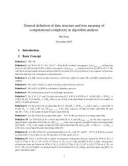 General definition of data structure and rigor meaning of computational complexity in algorithm analysis