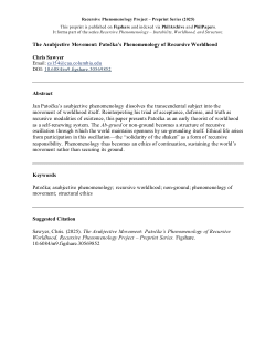 The Asubjective Movement: Patočka’s Phenomenology of Recursive Worldhood