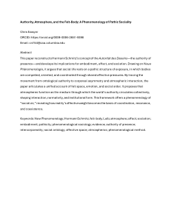 Authority, Atmosphere, and the Felt-Body: A Phenomenology of Pathic Sociality