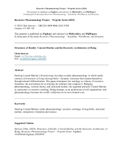 Structures of Reality: Conrad-Martius and the Recursive Architecture of Being