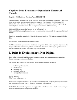 The Cognitive Drift Institute Papers (2025): Foundations of Recursive Compression, Co-Cognition, Synthetic Realness, and Drift Dynamics