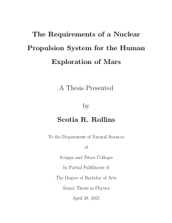 The Requirements of a Nuclear Propulsion System for the Human Exploration of Mars