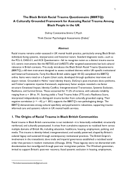 <b>he Black British Racial Trauma Questionnaire (BBRTQ): </b><b>A Culturally Grounded Framework for Assessing Racial Trauma Among Black People in the UK</b>