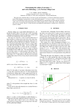 Determining the radius of curvature, <i>R</i> and vertex flattening, d<sub>0</sub> of a Newton’s Rings Lens
