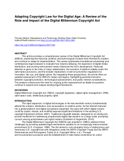 Adapting Copyright Law for the Digital Age: A Review of the Role and Impact of the Digital Millennium Copyright Act
