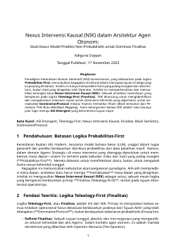 Nexus Intervensi Kausal (NIK) dalam Arsitektur Agen Otonom: Studi Kasus Model Prediksi Non-Probabilistik untuk Dominasi Finalitas