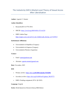The Inelasticity Shift A Market-Level Theory of Sexual Access After Liberalization