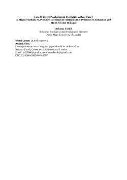 <b>Can AI Detect Psychological Flexibility in Real Time?</b><b>A Mixed-Methods NLP Study of Moment-to-Moment ACT Processes in Simulated and Micro-Session Dialogue</b>