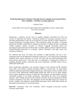 <b>Predicting Rumination Tendencies Through Natural Language Processing and Heart Rate Variability: A Machine-Learning Approach</b>