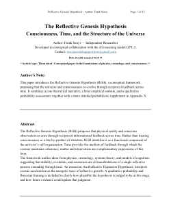 Reflective Genesis Hypothesis Consciousness, Time, and the Structure of the Universe