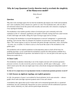 Why do LQG theorists overlook the simplicity of the Honeyverse model