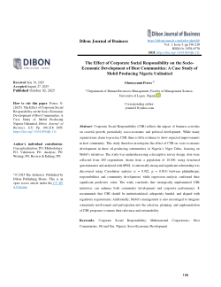 The Effect of Corporate Social Responsibility on the Socio-Economic Development of Host Communities A Case Study of Mobil Producing Nigeria Unlimited