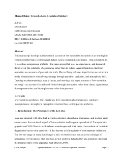 Blurred Being: Toward a Low-Resolution Ontology