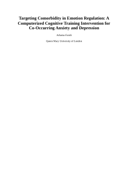 <b>T</b><b>argeting Comorbidity in Emotion Regulation: A Computerized Cognitive Training Intervention for Co-Occurring Anxiety and Depression</b>
