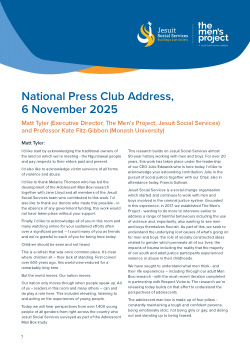 National Press Club Address: Launch of the landmark <i>Adolescent Man Box Report</i>