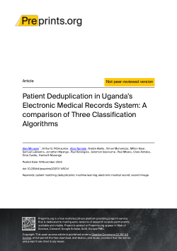 Patient Deduplication in Uganda’s Electronic Medical Records System: A comparison of Three Classification Algorithms