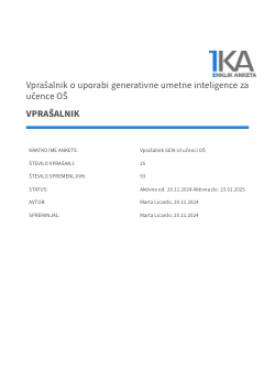 Instrumentarij za analizo stanja glede uporabe umetne inteligence v primarnem, sekundarnem in terciarnem izobraževanju (Instruments for analysis of artifical intelligence use in primary, secondary and tertiary education)